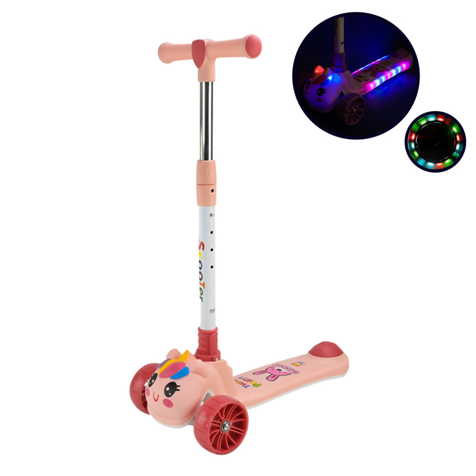 Детский самокат 3-х колесный Extreme Motion SC2619(Peach) колеса PU, с музыкой и светом
