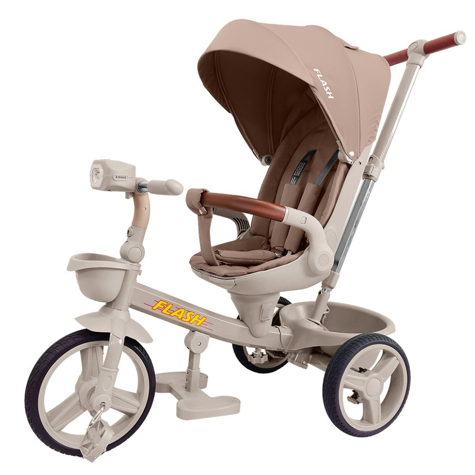 Велосипед триколісний FLASH Tilly T-3812 DARK BEIGE, з батьківською ручкою