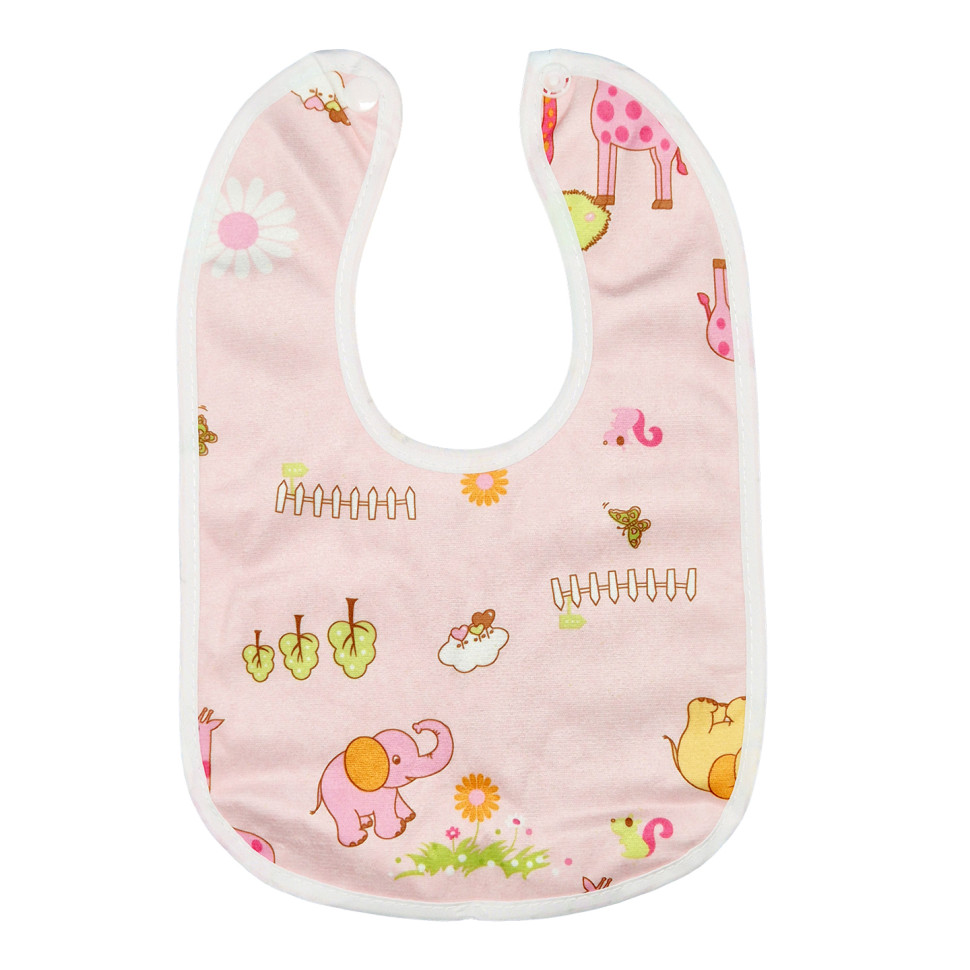 Детский тканевой слюнявчик Mega Zayka MGZ-0600(Pink) на кнопке