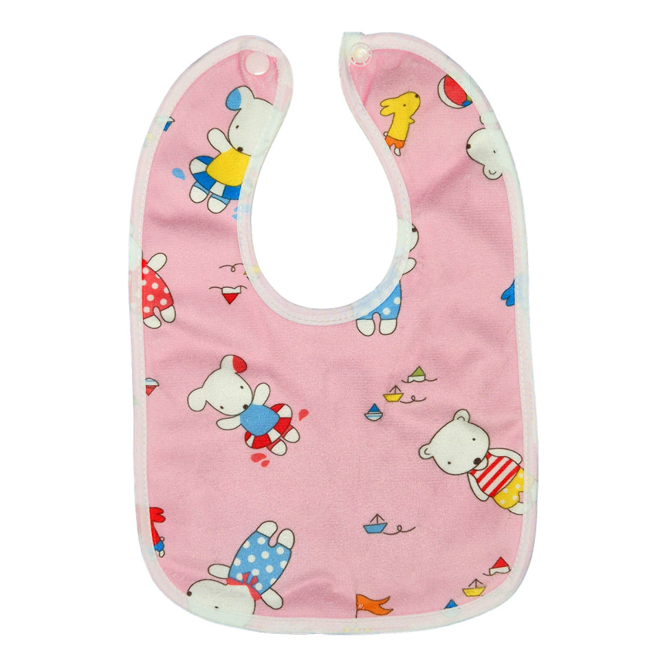 Детский тканевой слюнявчик Mega Zayka MGZ-0600(Pink) на кнопке