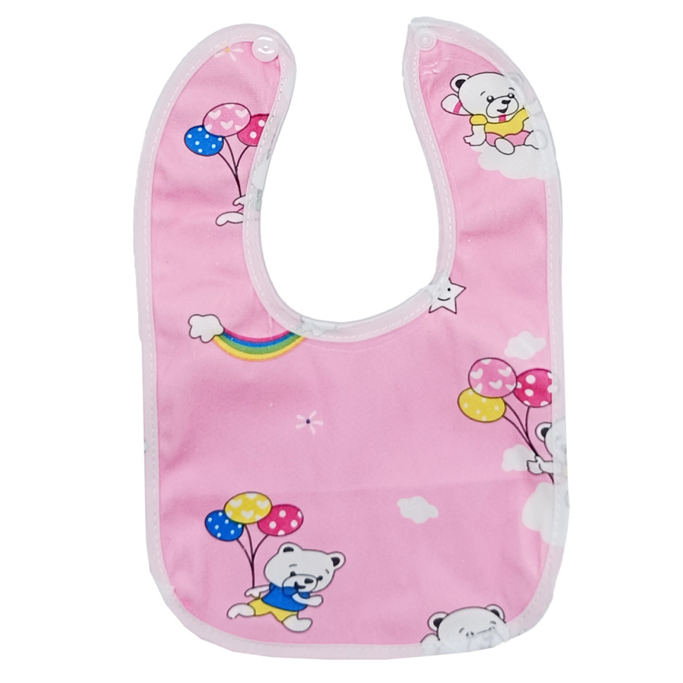 Детский тканевой слюнявчик Mega Zayka MGZ-0600(Pink) на кнопке