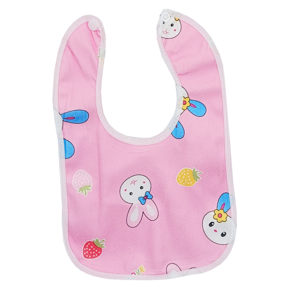 Детский тканевой слюнявчик Mega Zayka MGZ-0600(Pink) на кнопке