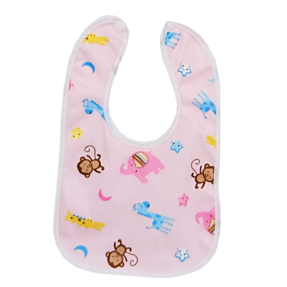 Детский тканевой слюнявчик Mega Zayka MGZ-0600(Pink) на кнопке