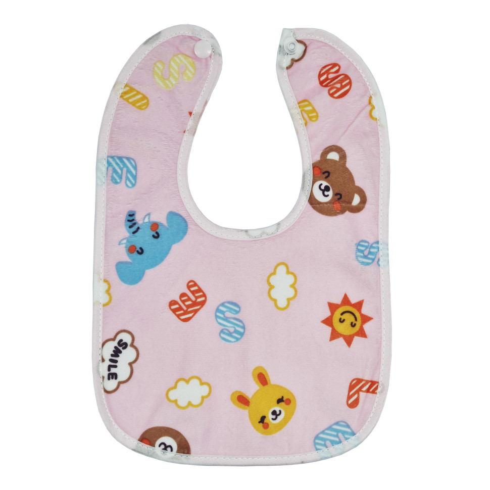 Детский тканевой слюнявчик Mega Zayka MGZ-0600(Pink) на кнопке