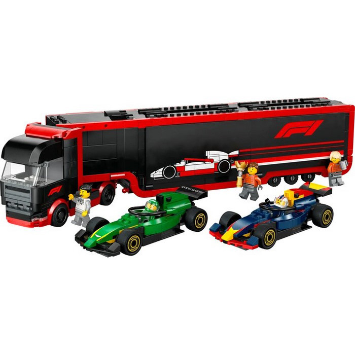 Конструктор City Грузовик F1 с автомобилями RB20 и AMR24 LEGO 60445, 1086 деталей