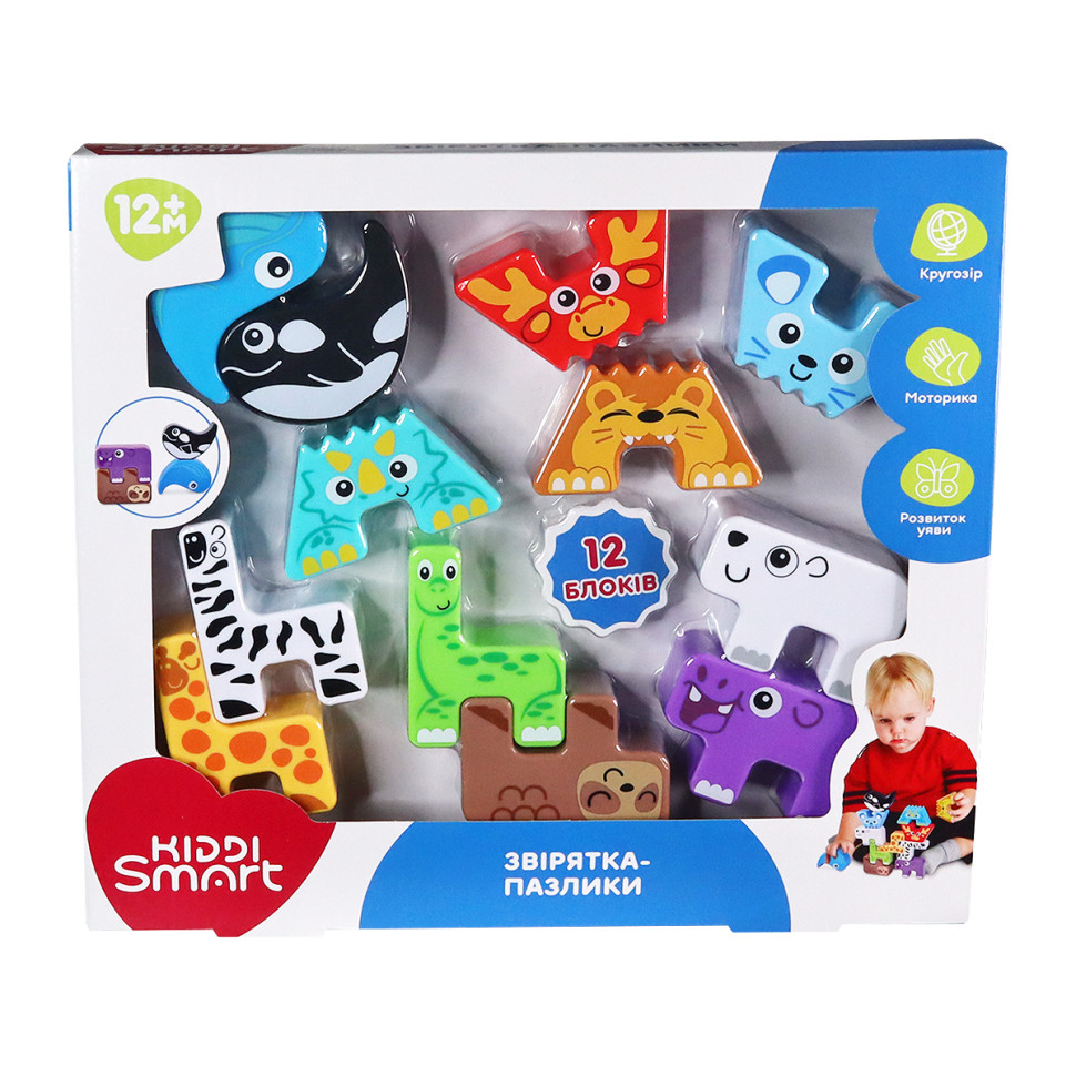 Обучающий игровой набор Зверушки-пазлики Kiddi Smart 4562-KS 12 элементов
