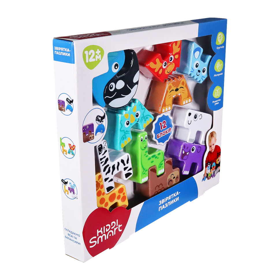 Обучающий игровой набор Зверушки-пазлики Kiddi Smart 4562-KS 12 элементов