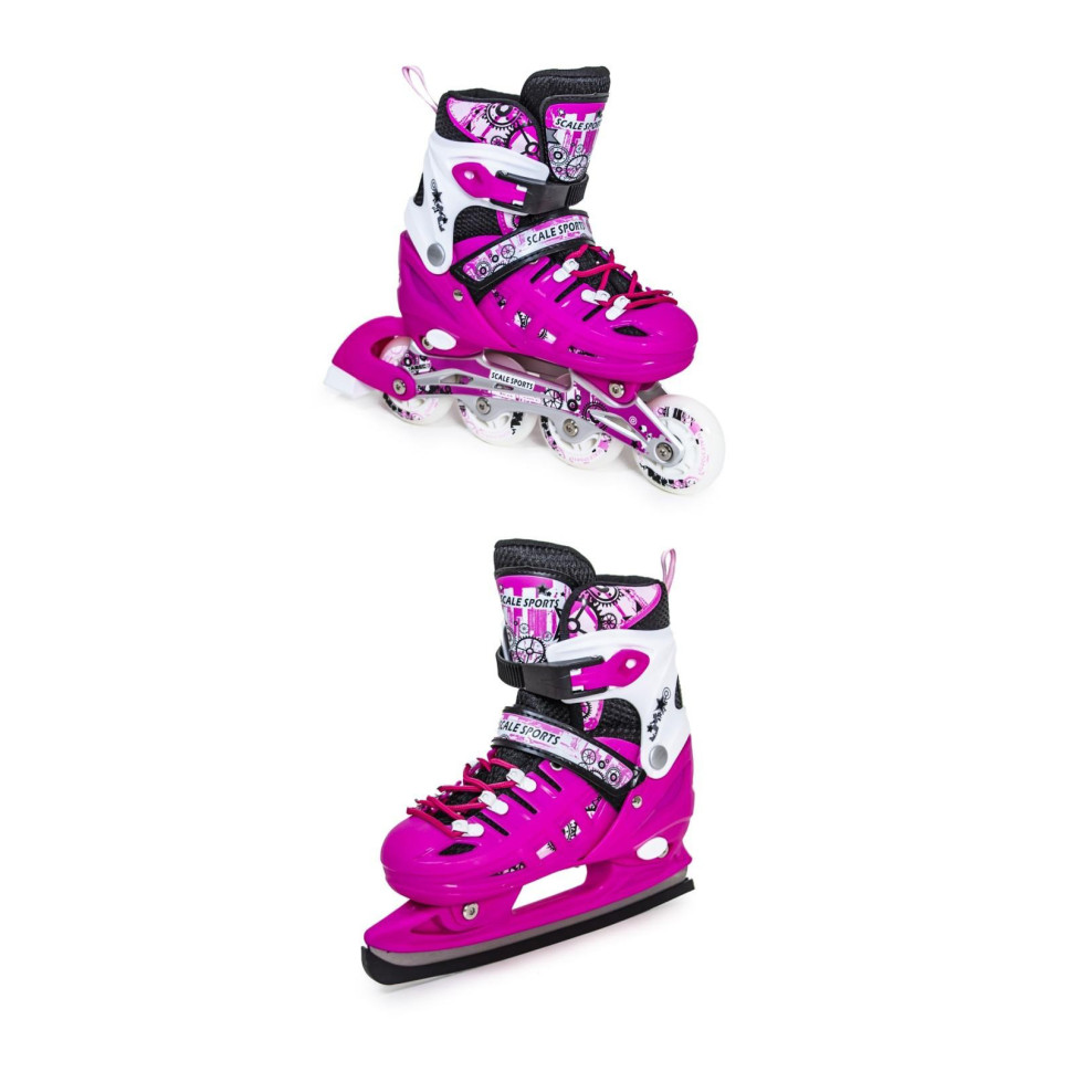 Детские ролики-коньки 2 в 1 Scale Sports 1580188079-L Pink, размер 38-41
