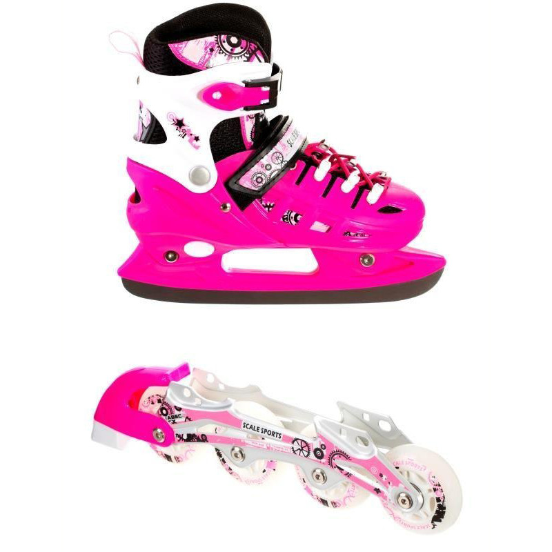Детские ролики-коньки 2 в 1 Scale Sports 1580188079-L Pink, размер 38-41