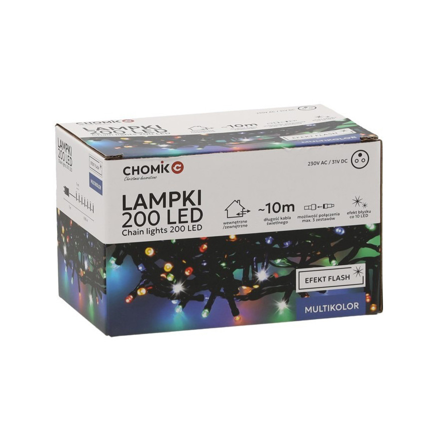 Гірлянда електрична Chomik 5900779879492 мультикольорова, від мережі 200 LED, 10м