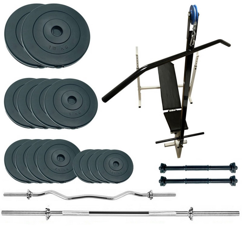 Скамья для жима с набором штанг и гантелей Gym Scott Plus Set Pro T Newt NE-SKM-PL-ST-70, 70 кг