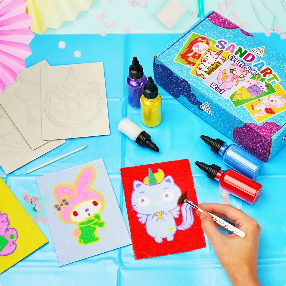 Дитячий набір для творчості Картина з піску Sand Art 12 в 1 Alexes КР-008 пісок у пляшках