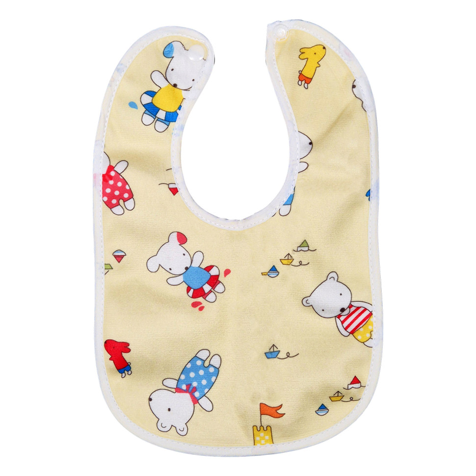 Детский тканевой слюнявчик Mega Zayka MGZ-0600(Yellow) на кнопке
