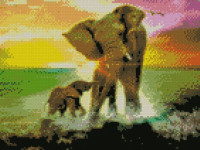 Алмазна мозаїка «Слониха з дитинчам» Strateg HX211 30х40 см