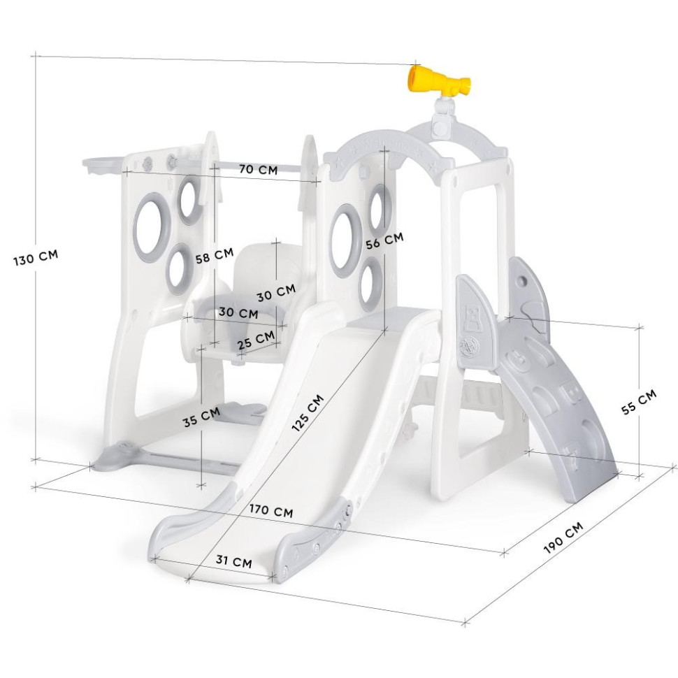Гірка-трансформер для дітей з гойдалкою Lola Mealux KD-B076 White/Grey білий-сірий
