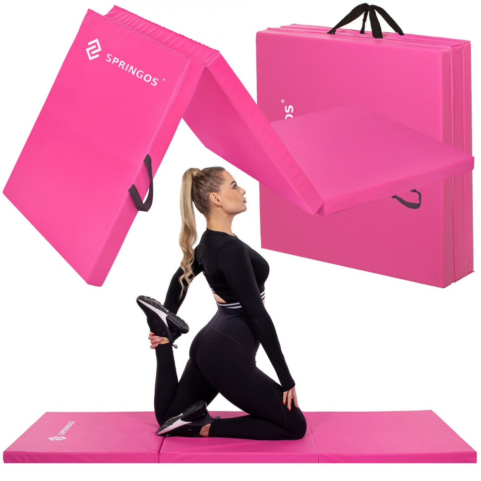Мат гімнастичний складної Springos FA0061 Pink 180x60x5.5 cм