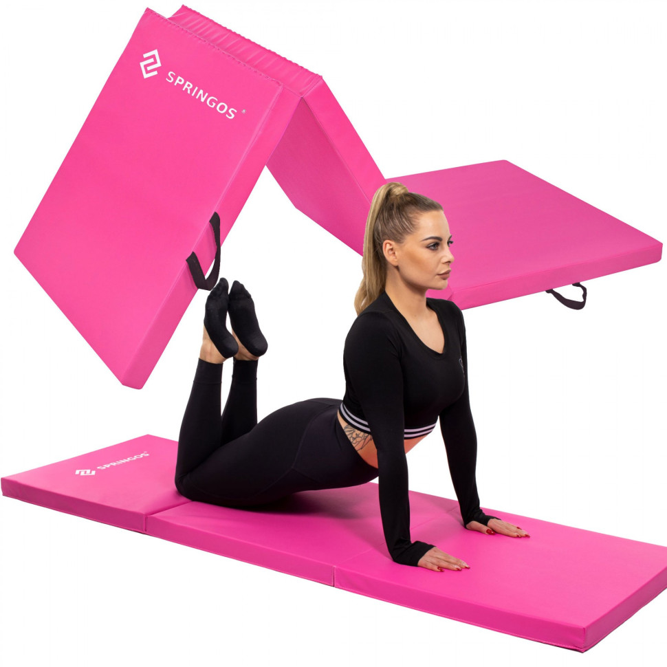 Мат гімнастичний складної Springos FA0061 Pink 180x60x5.5 cм