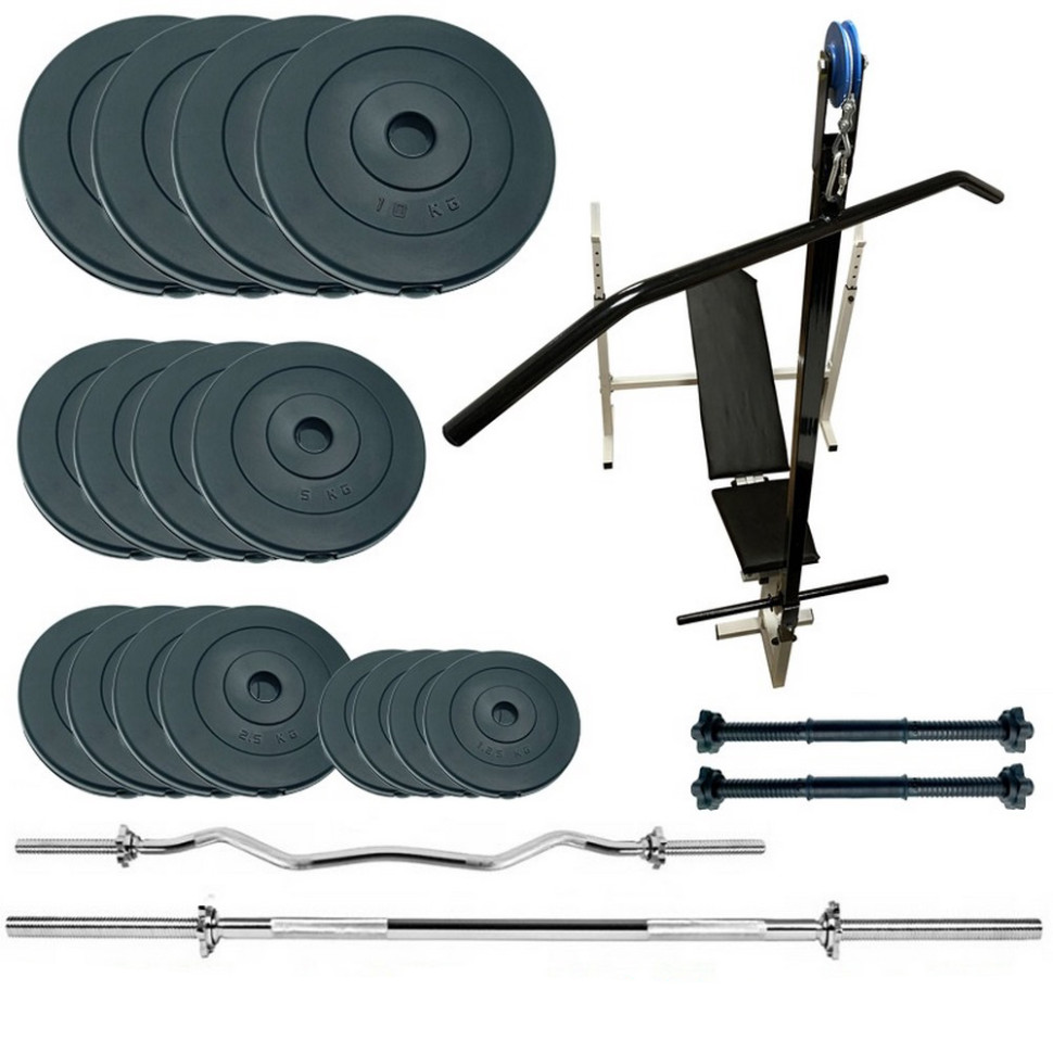 Скамья для жима с набором штанг и гантелей Gym Scott Plus Set Pro T Newt NE-SKM-PL-ST-90, 90 кг