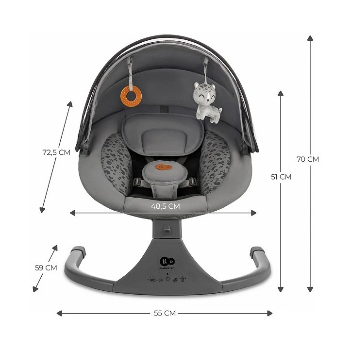 Дитяче крісло-гойдалка Lumi 2 Kinderkraft KBLUMI02DGR0000 Dark Grey