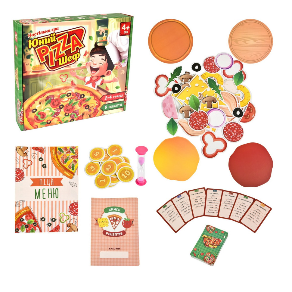 Настільна гра Юний Pizza Шеф Strateg 30781 інгредієнти для піци 6 рецептов