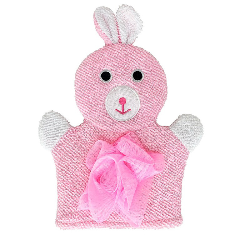 Мочалка-перчатка для купания малышей Mega Zayka MGZ-0911(Pink) Зайка