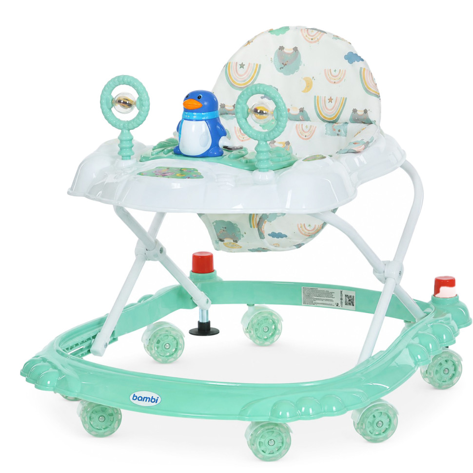 Детские Ходунки Bambi M 3168-1(Turquoise) музыкальные и световые эффекты, со стопором