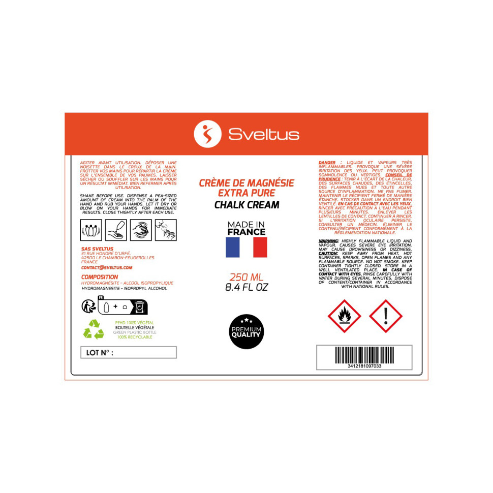 Преміум магнезія рідка тальк-крем Chalk Cream Sveltus SLTS-9703, 250 мл