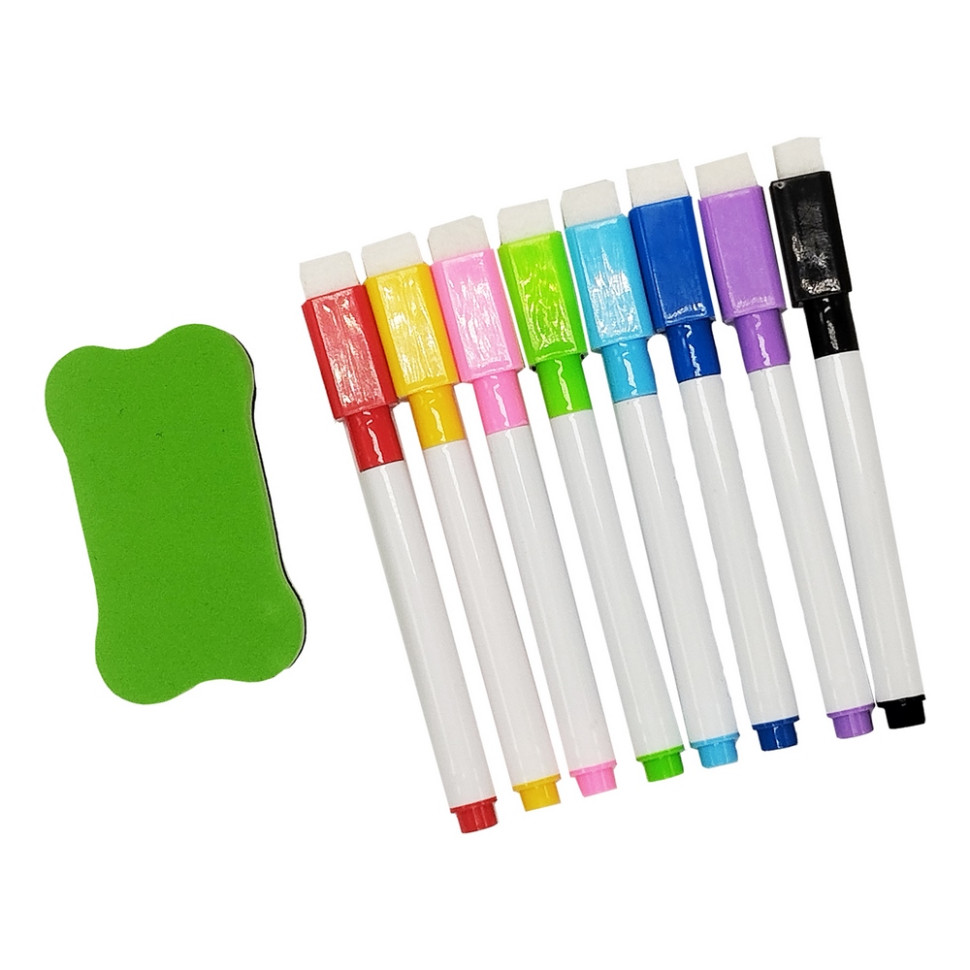 Набір маркерів для магнітної дошки Bambi 73485, 8 кольорів, з губкою