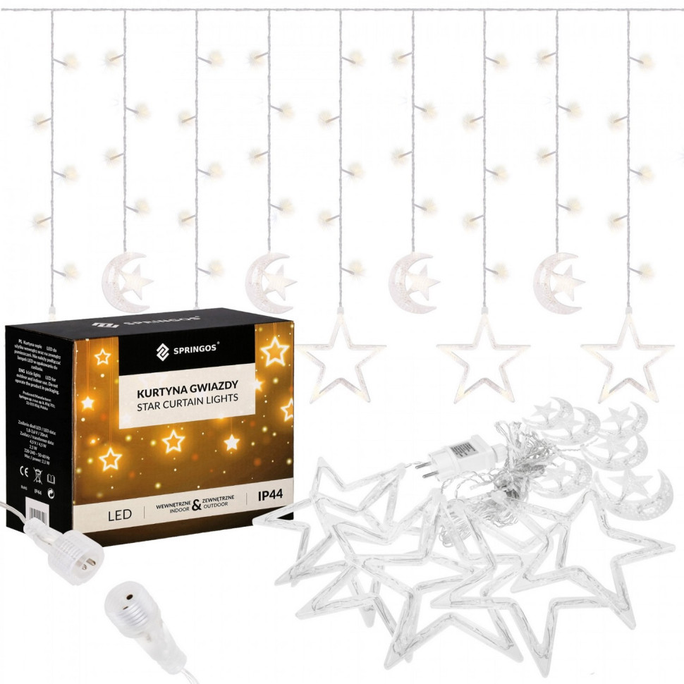 Гирлянда бахрома уличная Springos CL4013, 2 м 138 LED, Warm White