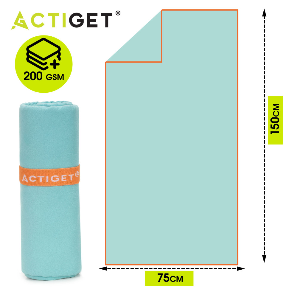Рушник спортивний Actiget ACT0194 Sky Blue, з мікрофібри 150x75 см