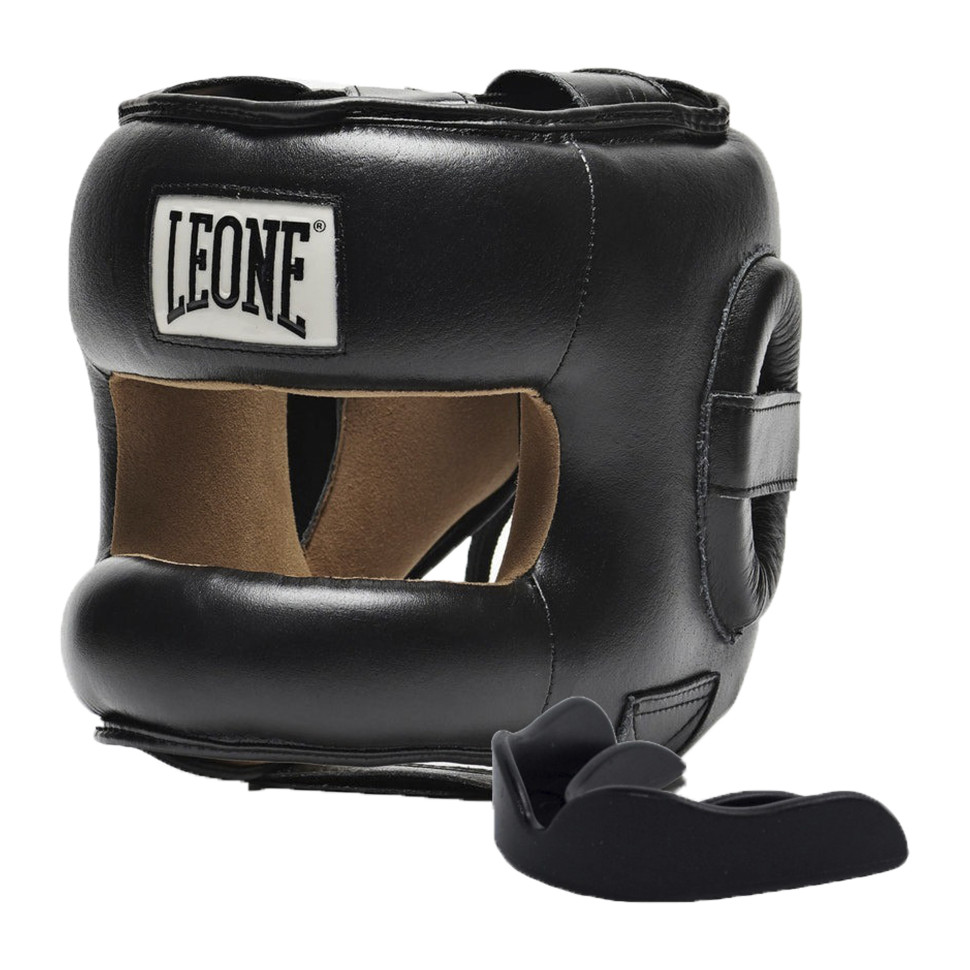 Боксерский шлем с бампером Leone CS425_Black_M, черный, размер M, капа в комплекте