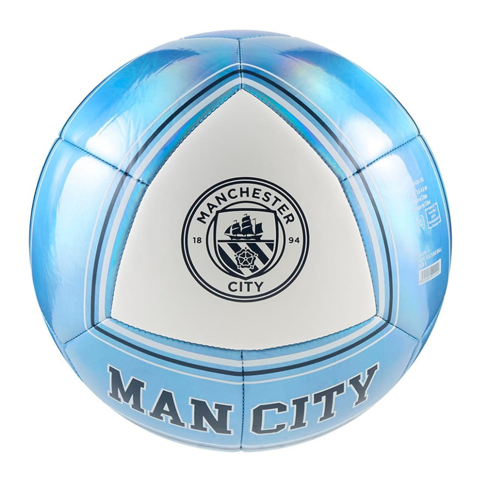 Мяч футбольный MCFC Culture Ball Puma 084976-11 белый/голубой, размер 5