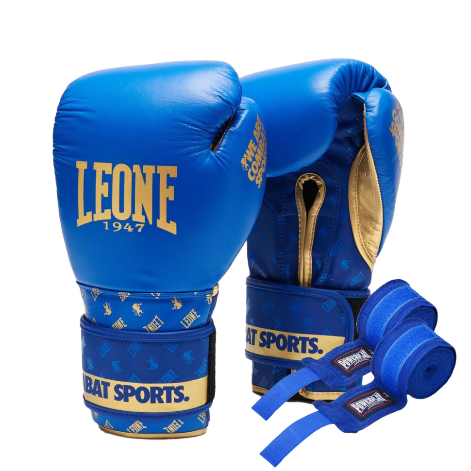 Боксерские перчатки GN220 DNA Leone GN220_Blue_16oz 16 унций (бинты в комплекте)