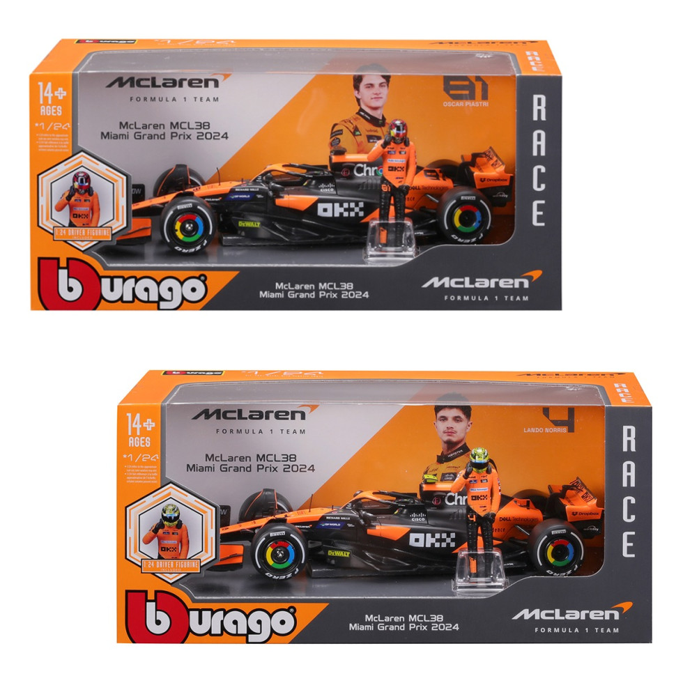 Дитяча автомодель з фігуркою MClaren MCL38 Bburago 18-28040 масштаб 1:24