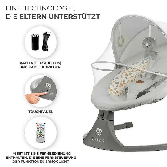 Дитяче крісло-гойдалка Lumi 2 Kinderkraft KBLUMI02LGR0000 Light Grey