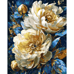 Картина по номерам "Королевские пионы" Origami LW31470-01 с красками металлик 40х50 см