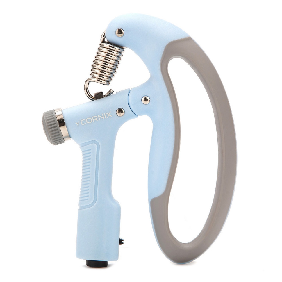 Эспандер кистевой с регулируемой нагрузкой и счетчиком Cornix XR-0271 Sky Blue/Grey 10-100 кг