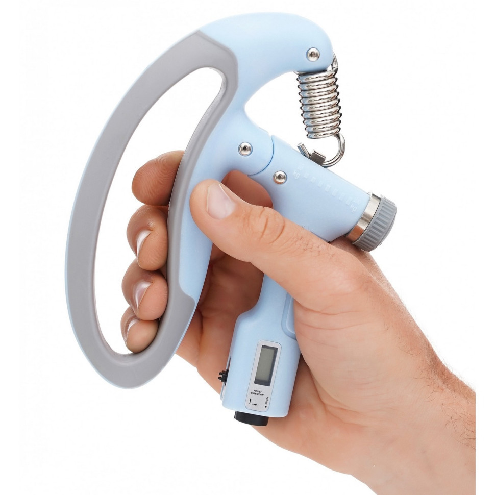 Эспандер кистевой с регулируемой нагрузкой и счетчиком Cornix XR-0271 Sky Blue/Grey 10-100 кг