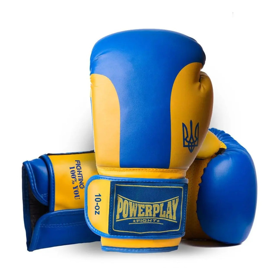 Боксерські рукавиці Ukraine PowerPlay PP_3021_10oz_Blue-Yellow, Синьо-Жовті 10 унцій