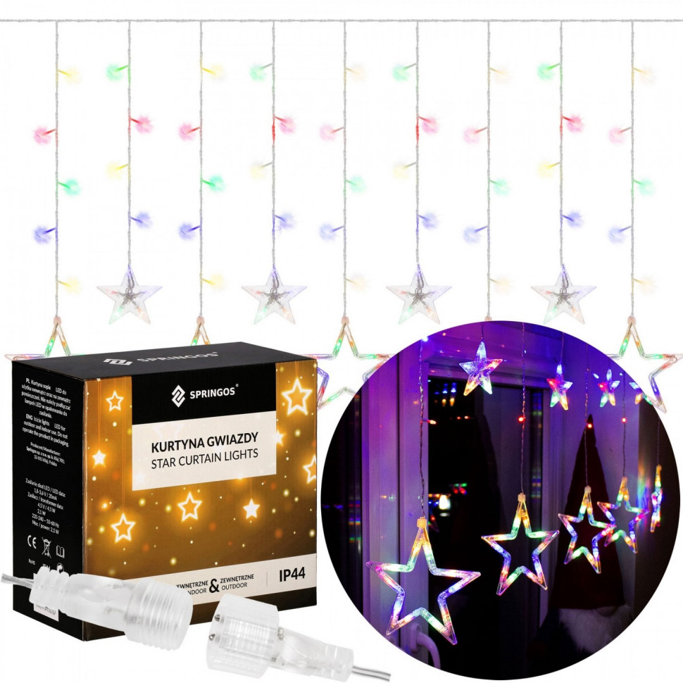 Гірлянда бахрома вулична Springos CL4017, 2 м 138 LED, Mix