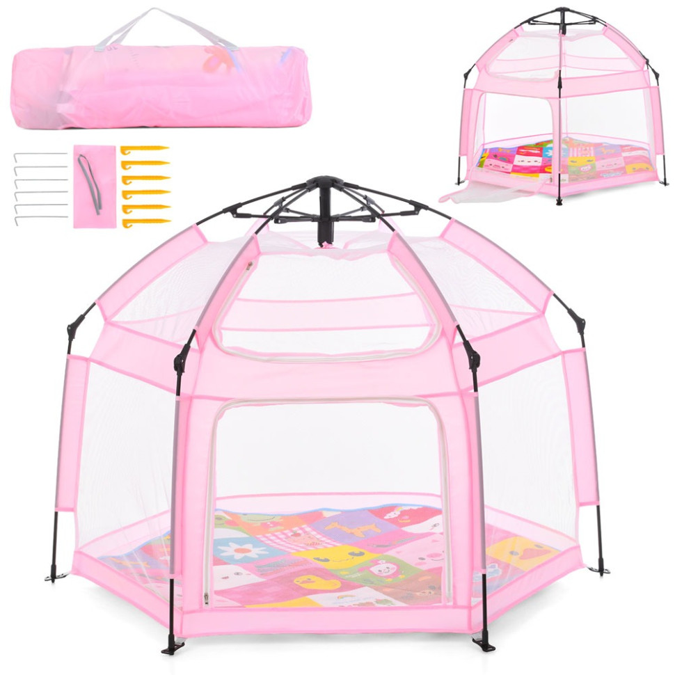 Детский манеж Bambi MR 1512 Powder Pink 146×127×110 см
