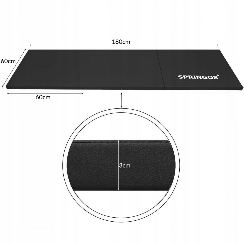 Мат гімнастичний складної Springos FA0060 Black 180x60x3 см