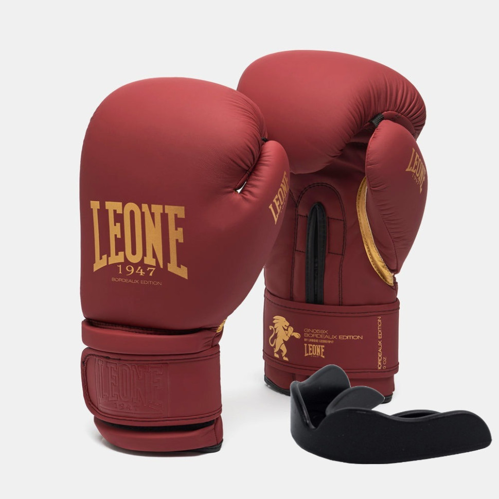 Боксерські рукавиці Bordeaux ED Leone GN059X_BORDEAUX_14oz, капа в комплекті 14 унцій