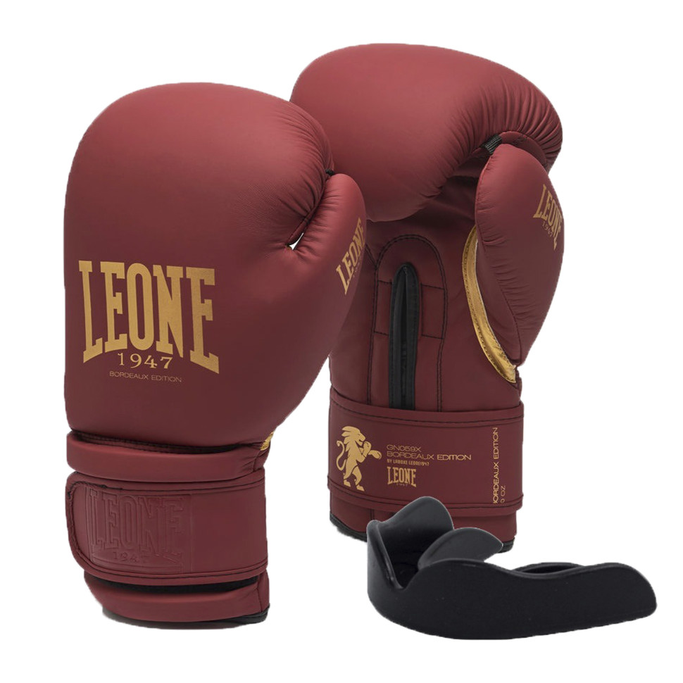 Боксерські рукавиці Bordeaux ED Leone GN059X_BORDEAUX_14oz, капа в комплекті 14 унцій