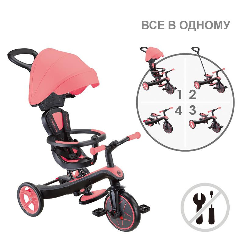 Велосипед детский EXPLORER TRIKE 4в1 DELUXE PLAY GLOBBER 634-110 розовый до 20кг