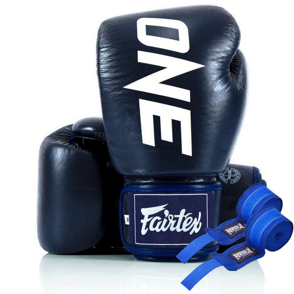 Боксерські рукавиці BGV1-ONE Fairtex BGV1-ONE_14oz_Blue 14 унцій (бинти в комплекті)