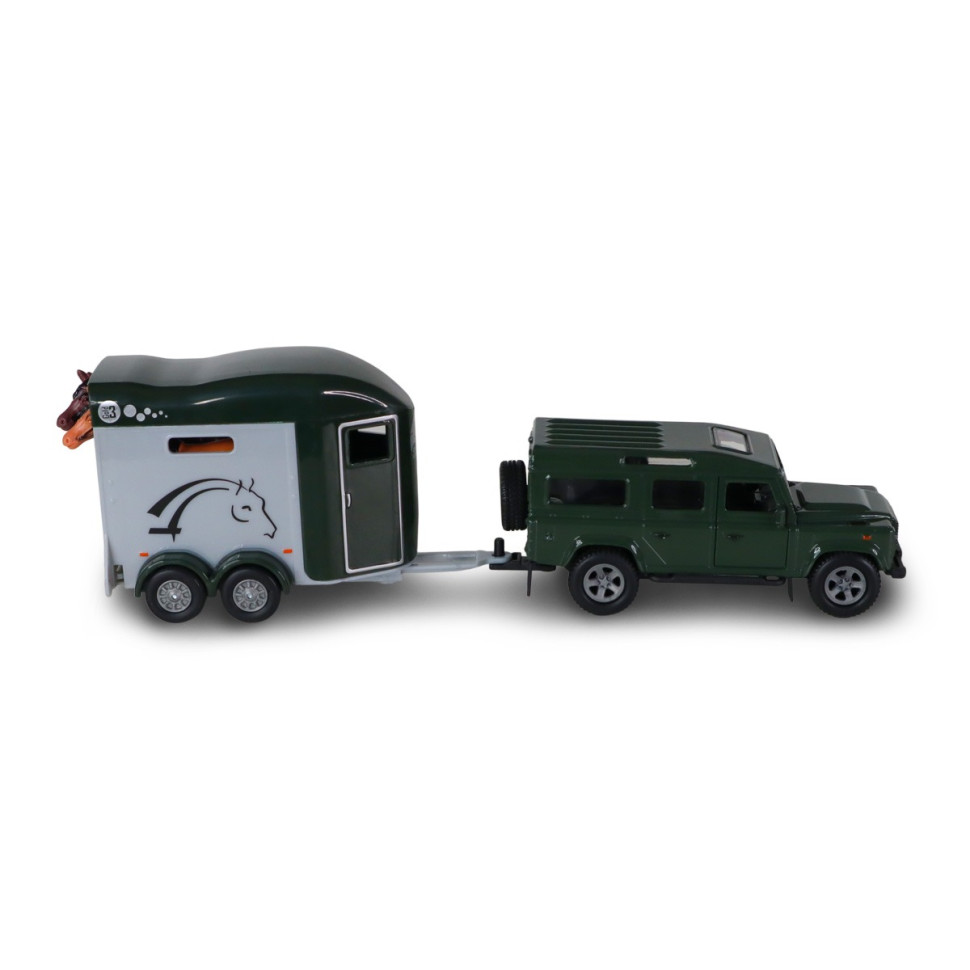 Коллекционная машинка Range Rover TechnoDrive 520460.270 с прицепом и фигурками лошадей