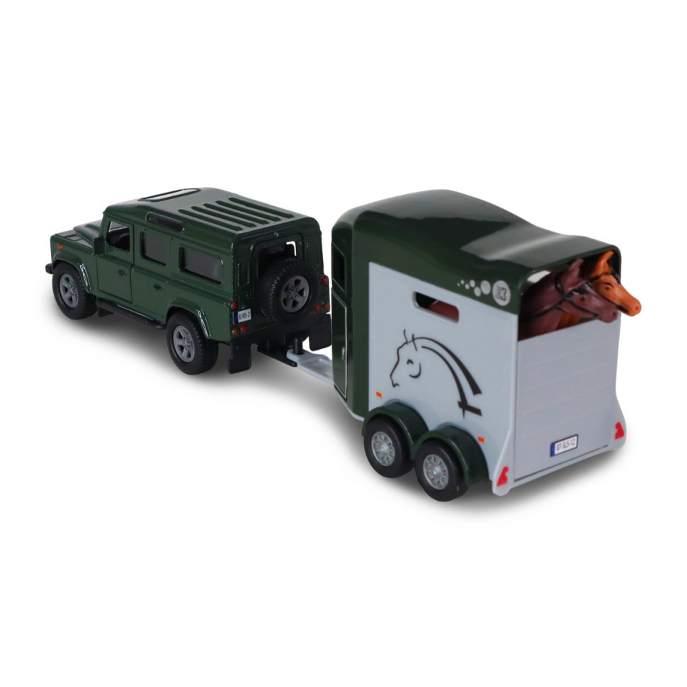 Коллекционная машинка Range Rover TechnoDrive 520460.270 с прицепом и фигурками лошадей