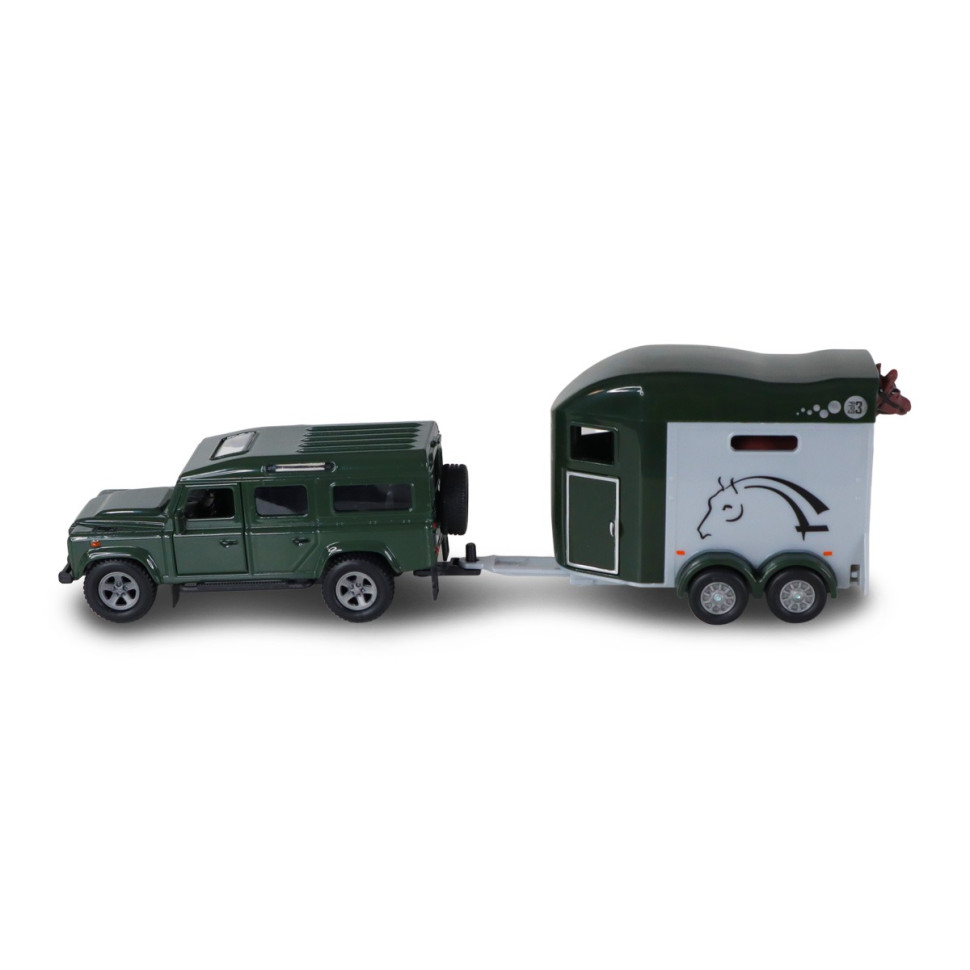Коллекционная машинка Range Rover TechnoDrive 520460.270 с прицепом и фигурками лошадей