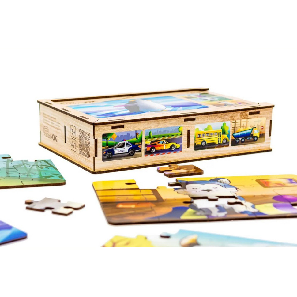 Детский деревянный пазл Животные 4 в 1 PuzzleOK Puz-10369, 80 элементов